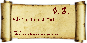 Váry Benjámin névjegykártya