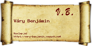 Váry Benjámin névjegykártya